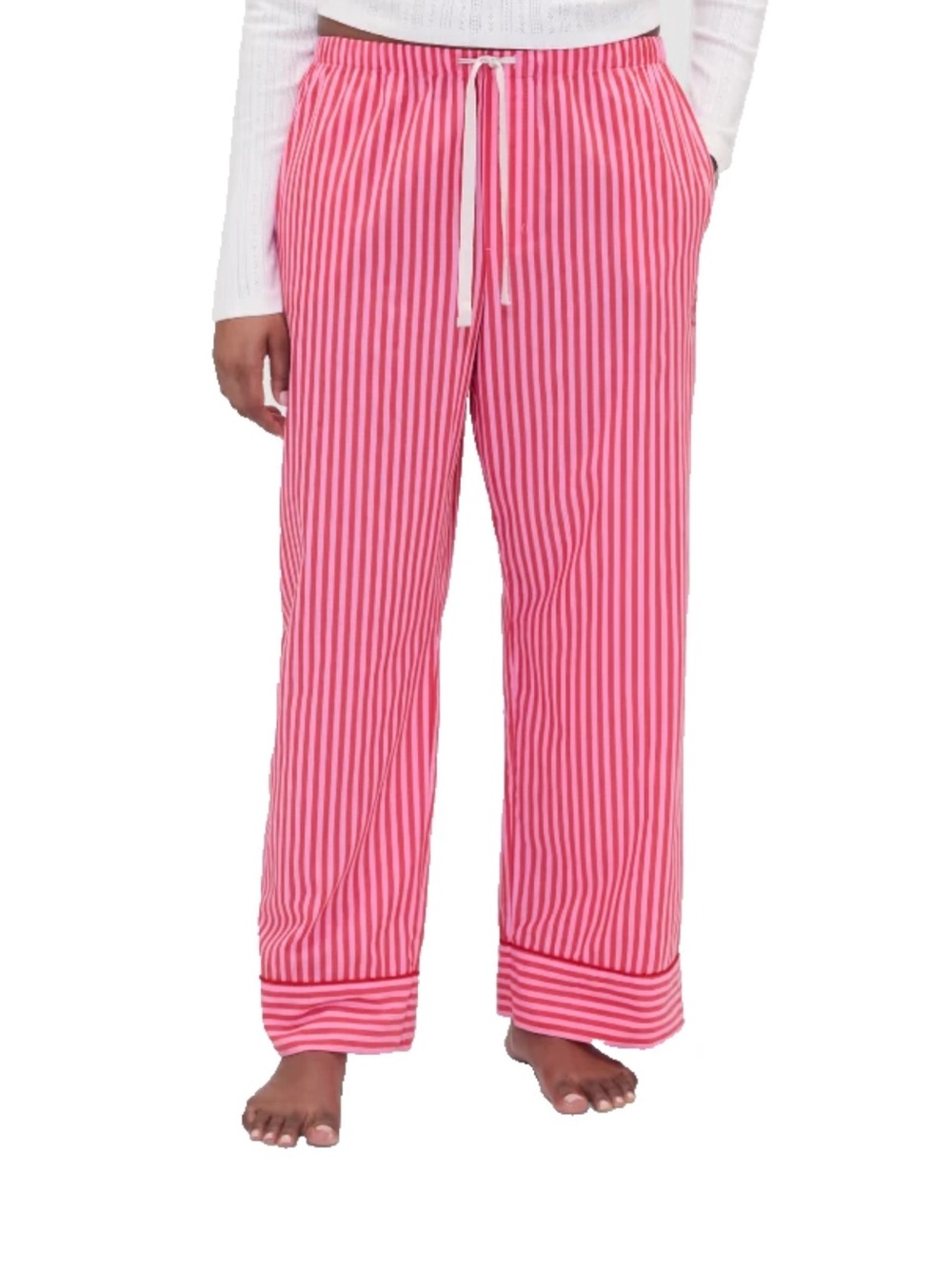 NEW Gap × Summer Fridays Relaxed Poplin Stripe PJ Pants Red + Pink Stripes XL - Picture 3 of 9